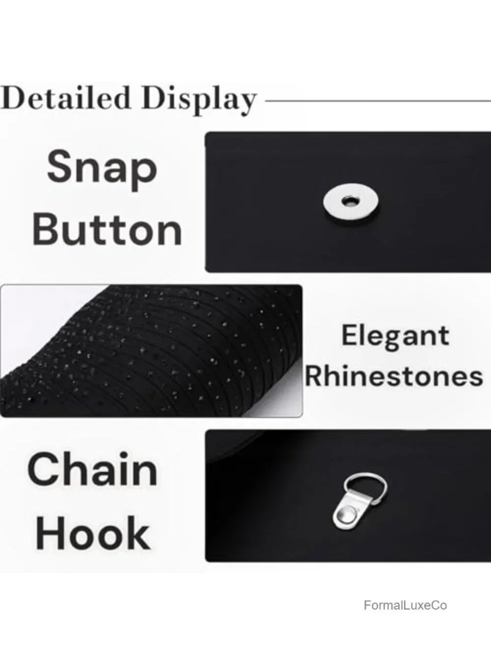 Rhinestone Envelope Clutch with Detachable Chain Evening Bag